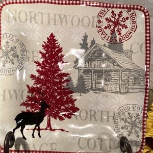 222 Fifth Northwood Cottage Square Dinner Plate 10.75” (B)